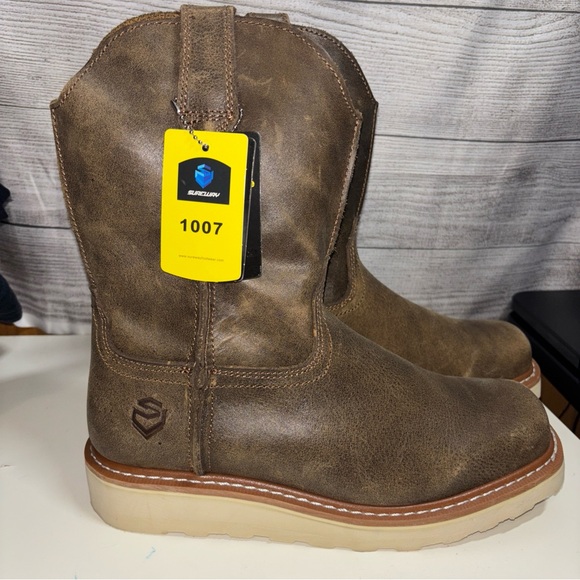 SUREWAY Western Boots - Men’s Square Toe Work Boot,Pull On Leather work boot - Picture 1 of 11